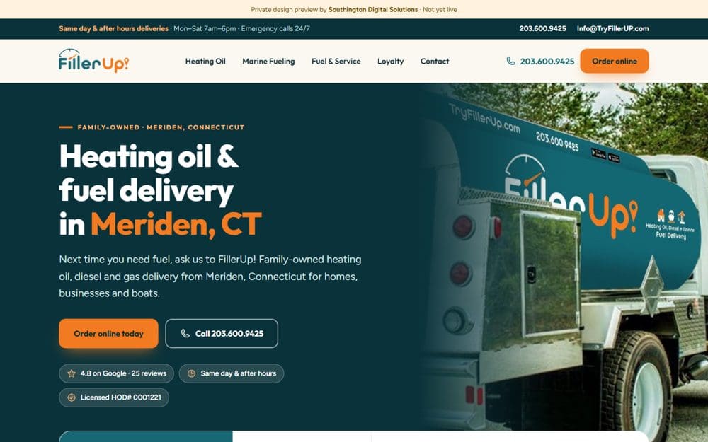Screenshot of the FillerUp website